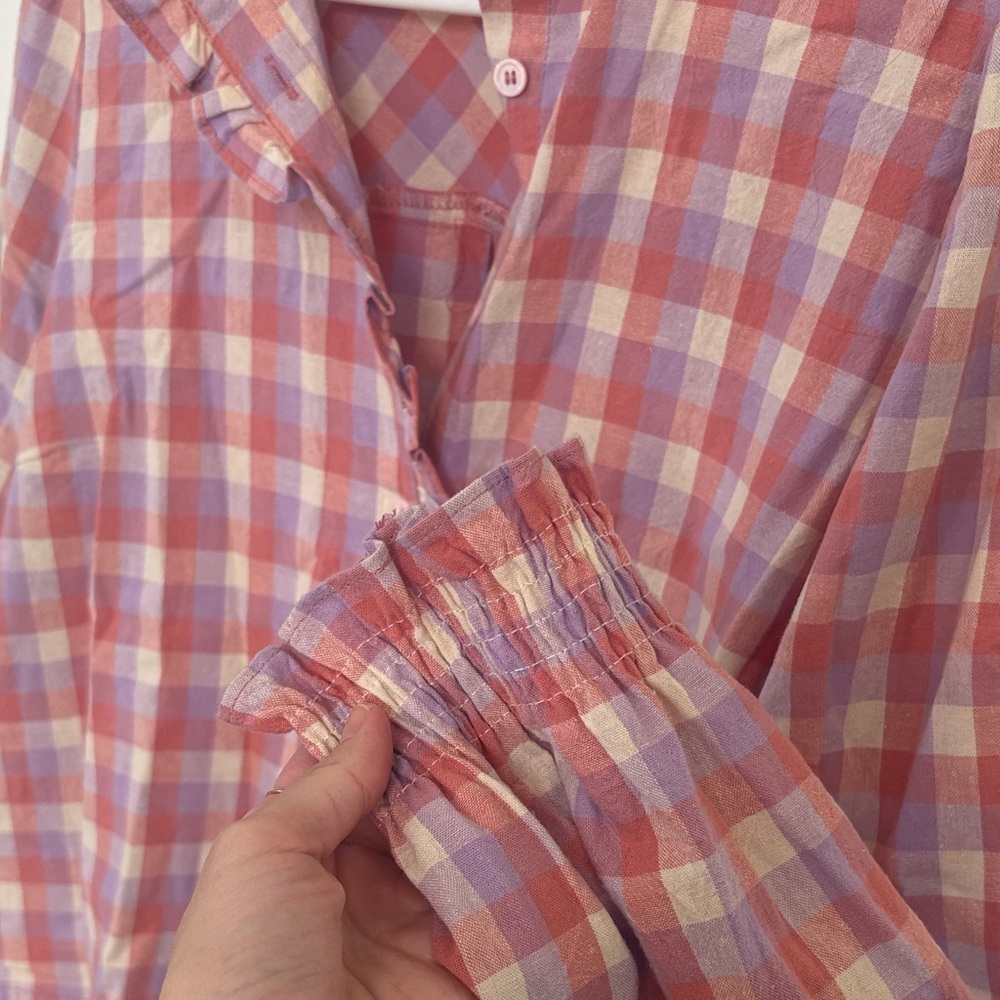 FRNCH Multicolor Checkered Ruffle Blouse - Picture 3 of 4